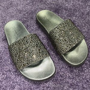 INC Silver Sparkly Slides